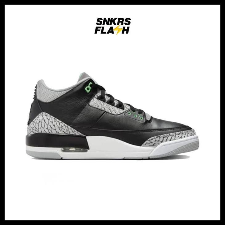 Sepatu Sneakers Pria Nike Air Jordan 3 Retro Black Green Glow - Ct8532031 Terlaris