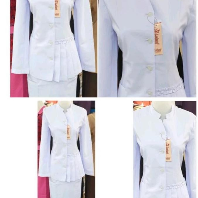 Setelan Putih-putih wanita Baju kerja Atasan putih Perawat Pdh Putih tenaga Kesehatan Blezer putih J