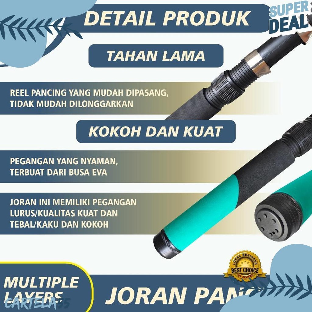 Aquasea Joran Pancing Bosemani Panjang 1.50M S/D 3.00M  Pancingan  Alat Pancing Ikan Mancing Danau D