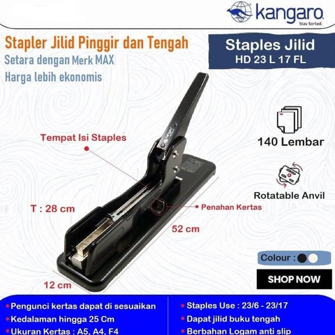 

Stapler Jilid Heavy Duty / Stapler Besar Hd 23L17 - 12L/17 Kangaro Co