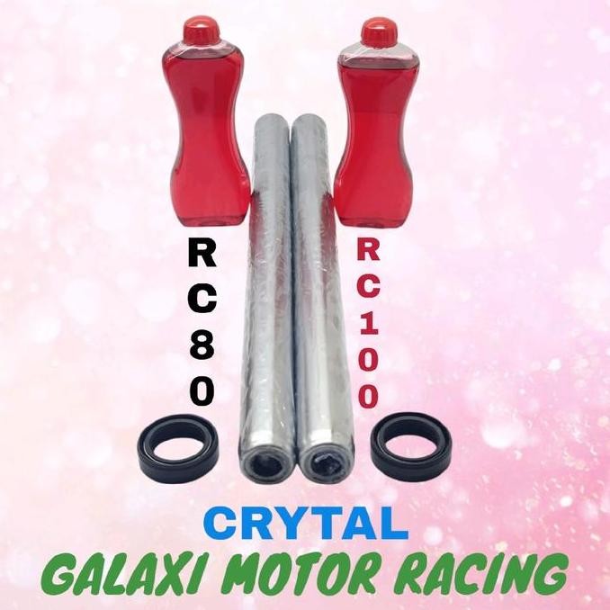 . PAKET SHOCK DEPAN SUZUKI RC 100 RC 80 CRYTAL AS SHOCK DEPAN ANTI KARAT OLI SHOCK DAN SEAL SHOCK Mo