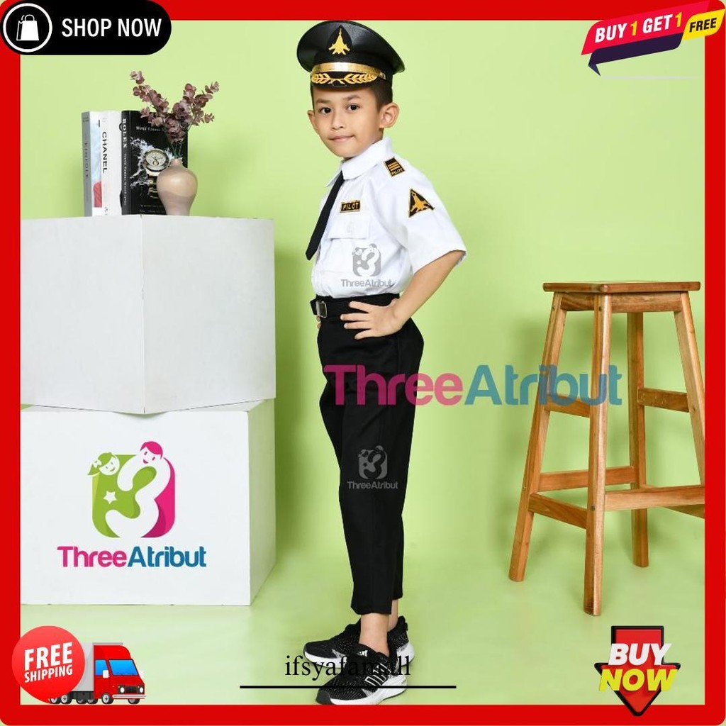 Baju Pilot Anak Laki Laki Perempuan Seragam Profesi Anak Kostum Premium Original Produk