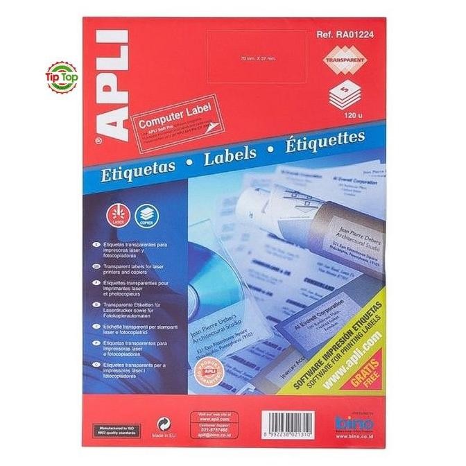 

APLI Label Polyester Traparent 70 x 37 mm 120 Unit RA01224