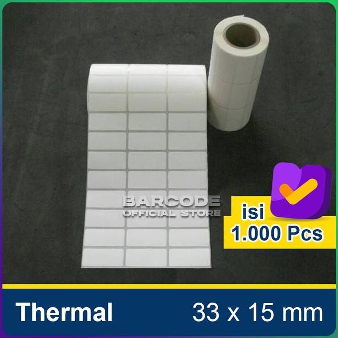 

Label Thermal 33 x 15 mm 3 Line Stiker Bare 33x15 mm 1"Inch 1000Pcs