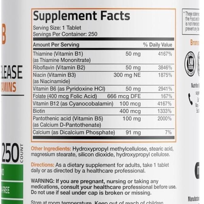 NEW BRONSON Vitamins B Complex SUPER B sustained release tablet