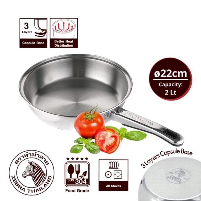 TERBARU - ZEBRA Frying Pan 22 Cm 175323 Vitalux Plus - Wajan Kuali Stainless