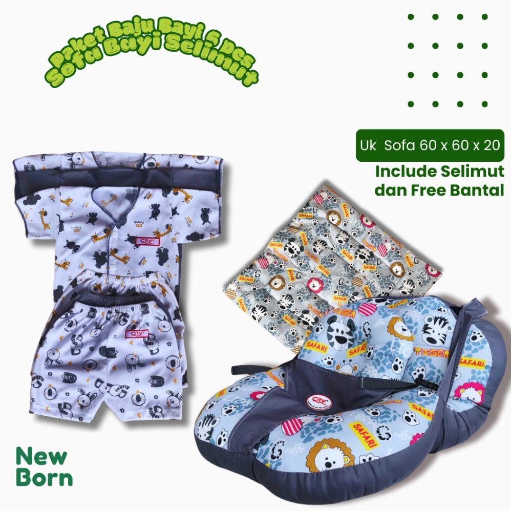 Paket Baju Bayi dan Sofa Bayi Selimut Free Bantal Baju Bayi 6 Pcs Dab Sofa Duduk Bayi Selimut AST