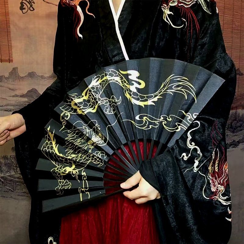 Kipas Lipat Hanfu Gaya Kuno Portabel untuk Pria dan Wanita