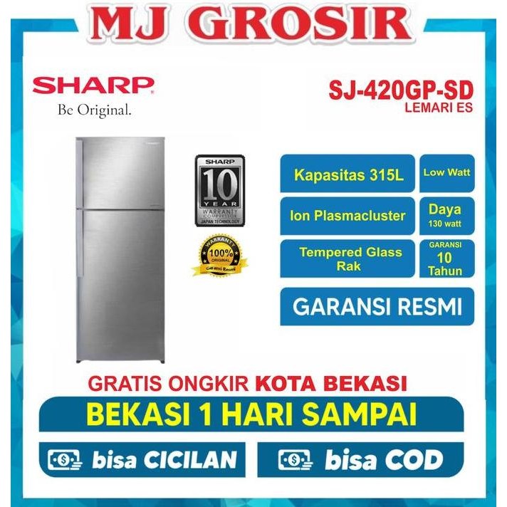 TERMURAH - KULKAS SHARP SJ 420 GPSD LEMARI ES 2 PINTU SJ420GPSD SJ 420GPSD PLASMA