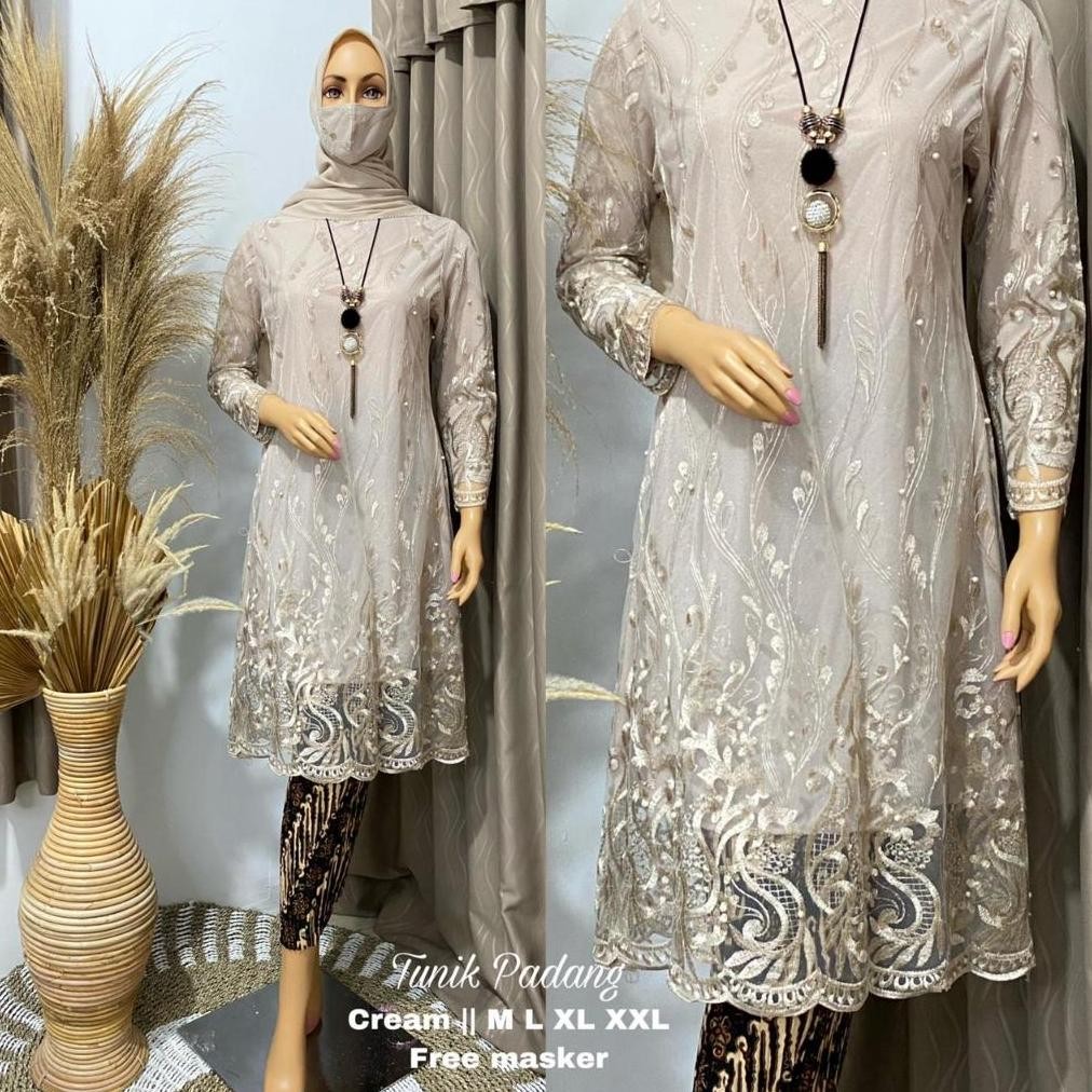 Realpict Harga Promo Setelan Kebaya Tunik Tile Bordir//Kebaya Brokat Modern Tunik Baju Kurung