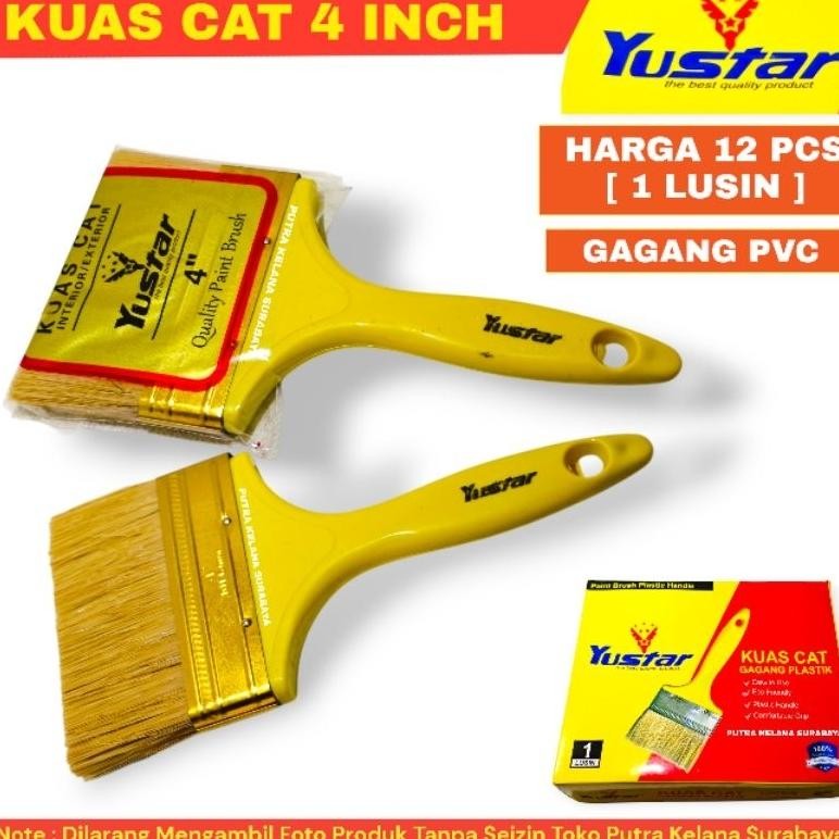 

baru [12 pcs] kuas cat tembok 4 inch yustar gagang pvc tebal - kuas dinding lebar