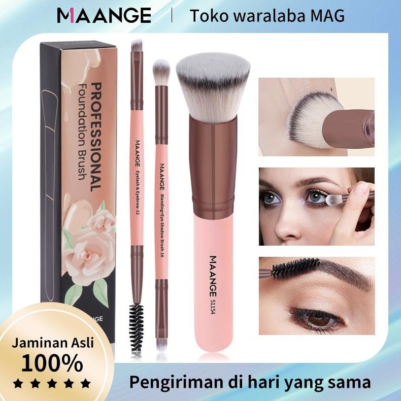 

baru maange 3pcs set kuas makeup premium - flat top foundation + alis + eyeshadow brush