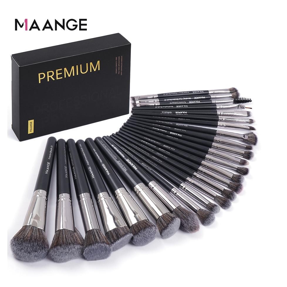 

baru maange 25 pcs kuas makeup profesional - set brush foundation, powder, highlight + kotak hadiah