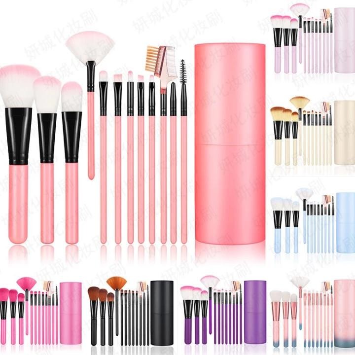 

baru set 12in1 alat rias wajah kuas make up dalam tabung portable brush set