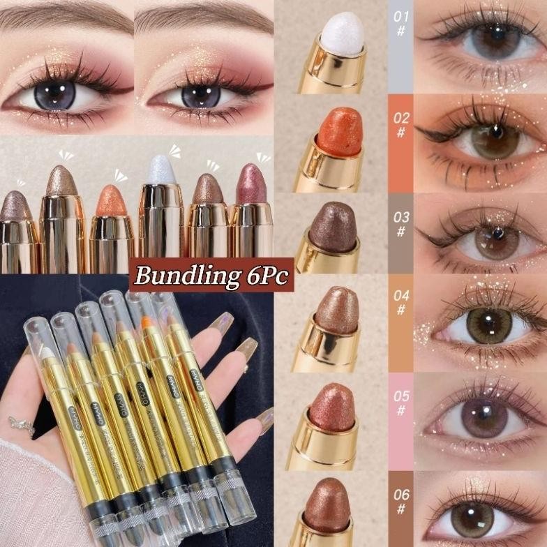 

baru myho eyeshadow crayon 6pcs - 2in1 matte & glitter eyeshadow stick set