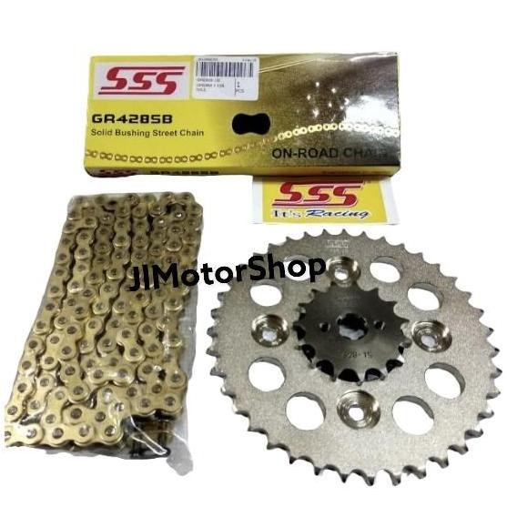 Gear set SSS Karisma Supra 125 Revo Supra Fit New rantai SSS gold