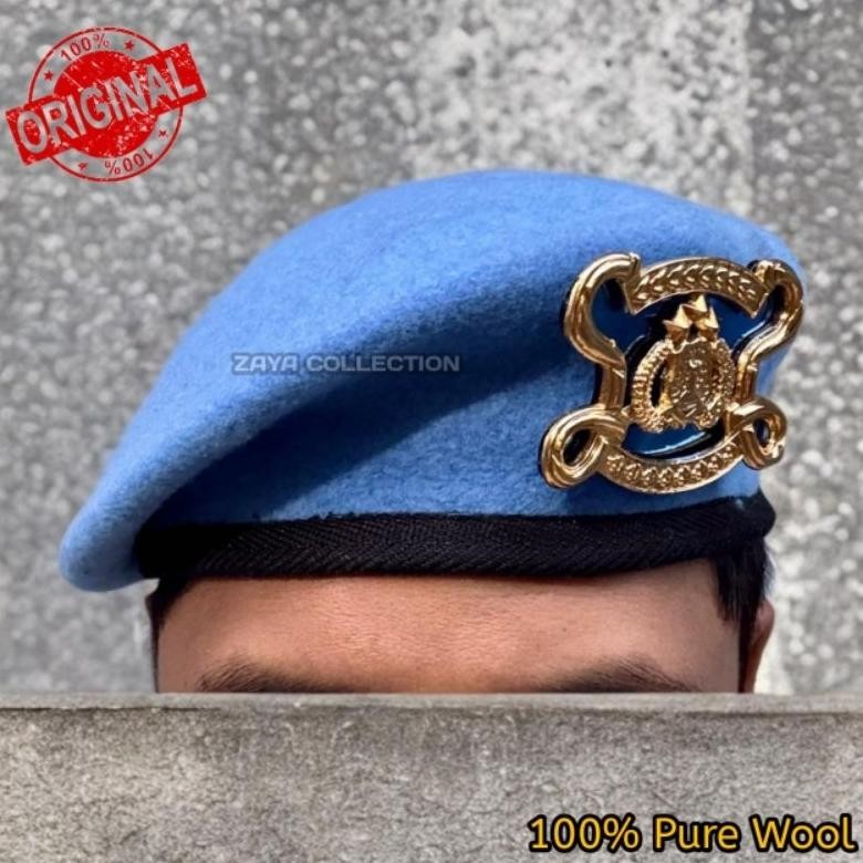 BARET PROVOS POLRI CAMEL + EMBLEM MURAH
