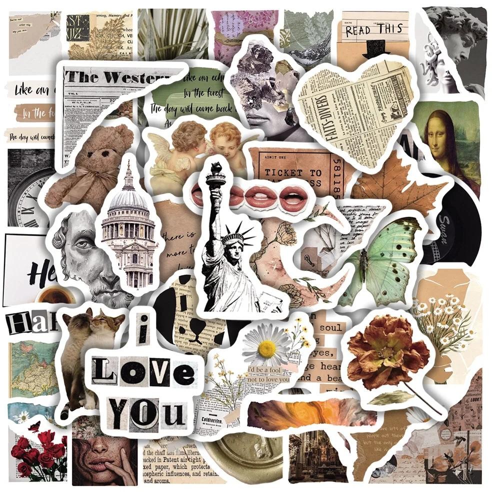 

10/30/50PCS Broken Painting PVC Sticker Aesthetic Children's Decoration Scrapbooking Korean Stationery School Supplies for Kids