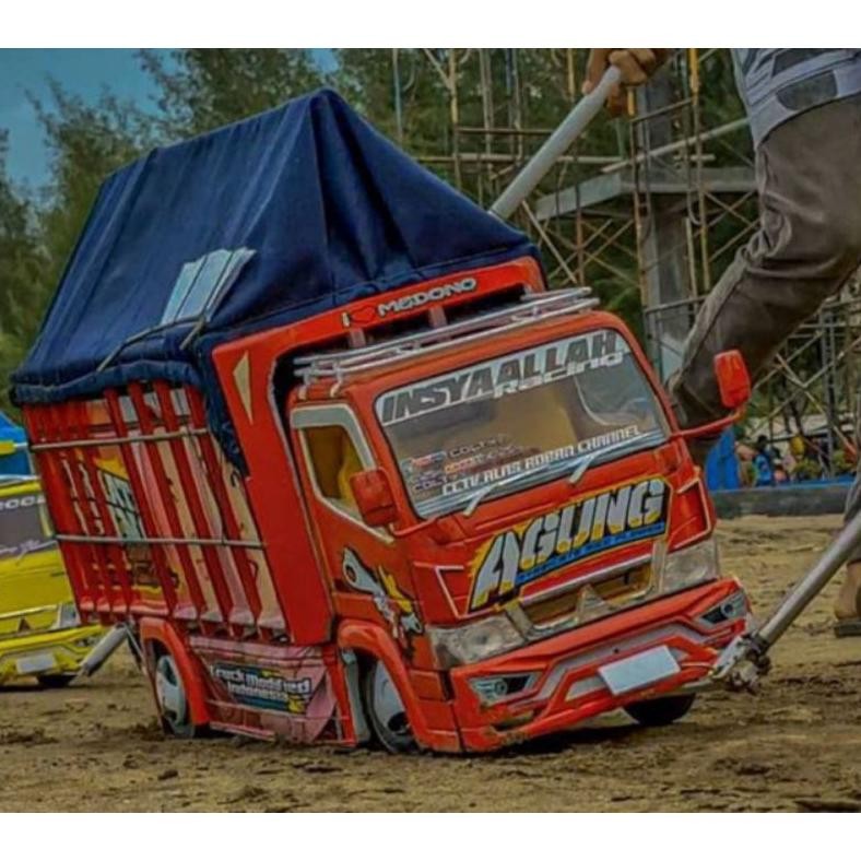 Cod Miniatur Truk Oleng Kayu Asli Permata Agung Merah Asli Oleng Gasruk Mainan Anak Kekinian Siap Ki