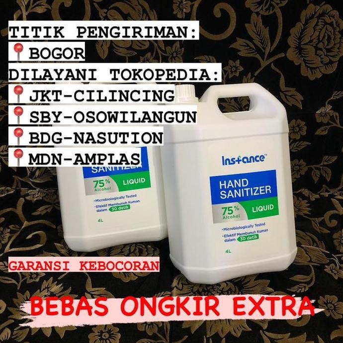 BEBAS ONGKIR - INSTANCE Hand Sanitizer Cair / Liquid / Refill Spray 4 Liter bukan 5 L