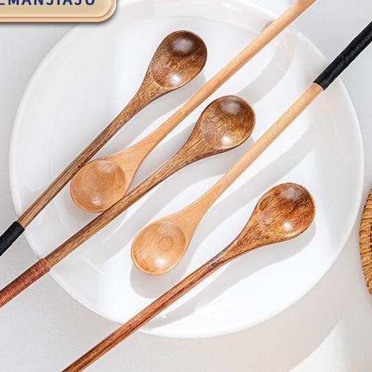 Sendok Kayu Panjang 20Cm Sendok Kayu Korea Sendok Kayu Jepang Sendok Kayu Madu