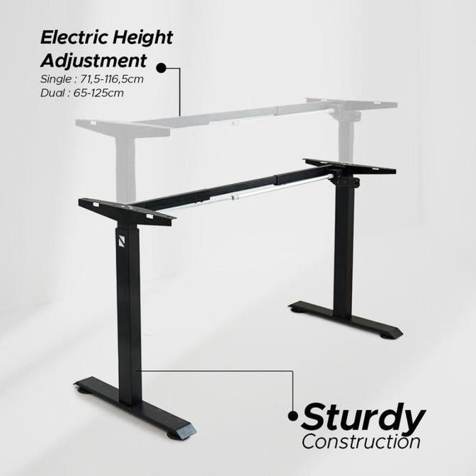 Neo Ergolift Office Desk Electric Adjustable Kaki Meja Elektrik