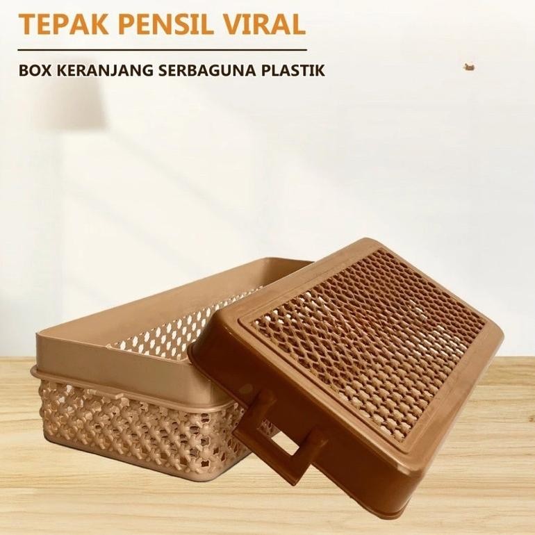 

Tepak Pensil/Sabun Viral - Kotak Penyimpanan Tutup Keranjang Peralatan Sekolah Mandi Pencil Case Box Serbaguna Plastik Lubang New