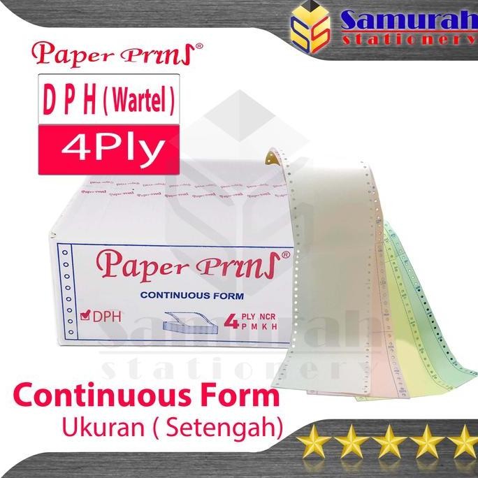

Kertas Continuous Form Paper Prins 9,5/2 x 11/2 ( Wartel ) K4 Ply DPH Bagi 4 / CF Paperprins Carbonize NCR / Kertas Komputer Karbon Rangkap 4