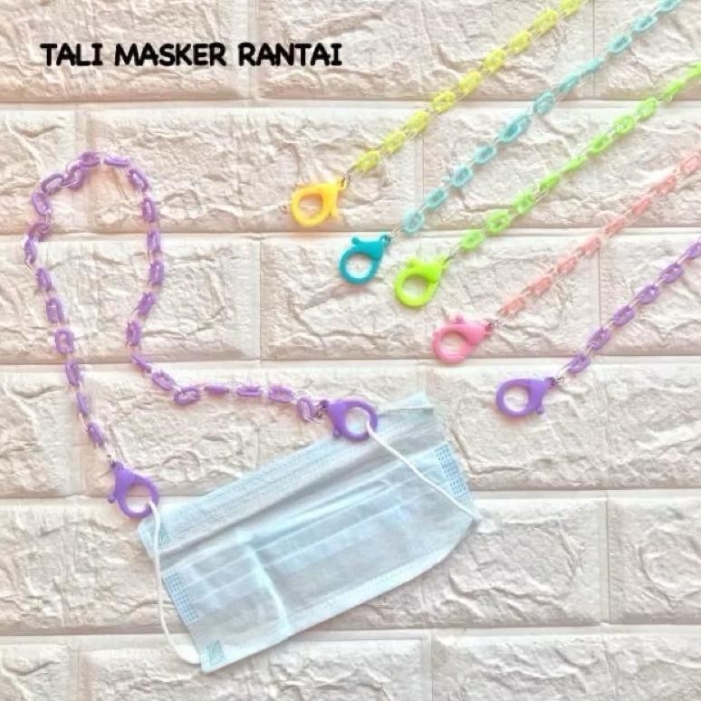 Tali Masker Strap Mask Rantai Plastik Murah Warna Warni Pastel Besar Tebal Cantolan Ready
