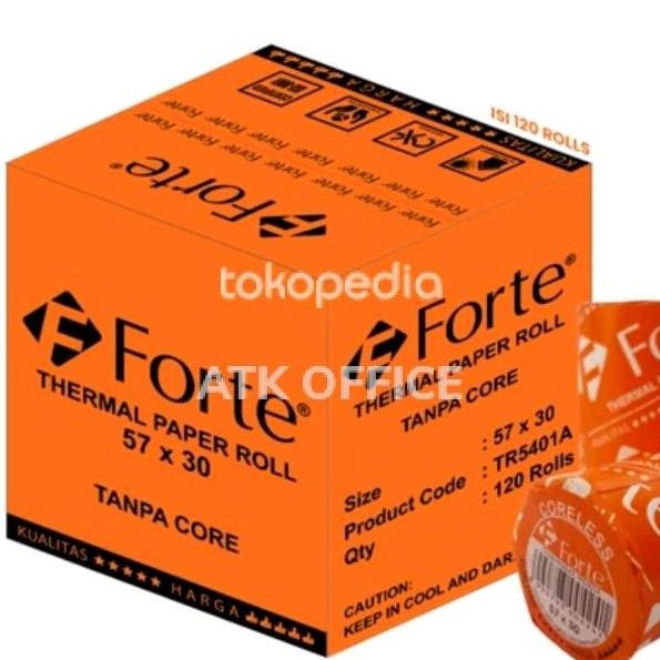 

TERLARIS - Kertas Thermal 57 x 30 Tanpa Core Forte (1 Dus 120roll)