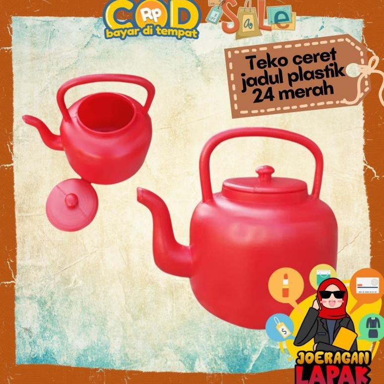 Teko Ceret Plastik Kendi Merah 24 Food Grade Tempat Air Minum Tutup New Product