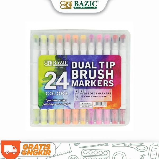 

Sale Bazic 24 Colors Dual Tip Brush Markers - Spidol 24 Warna