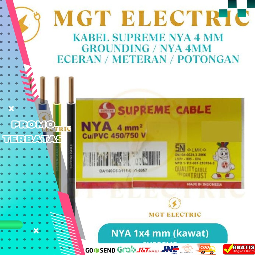 KABEL SUPREME NYA 4 MM GROUNDING / NYA 4MM ECERAN / METERAN / POTONGAN