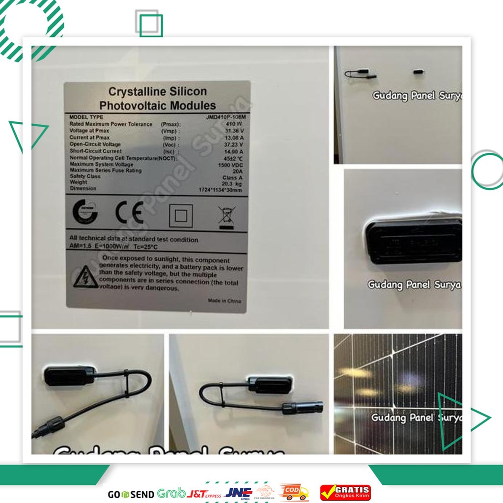 Solar Panel Surya Solarcell 410Wp Monocrystalline Pv 410Wp Mono