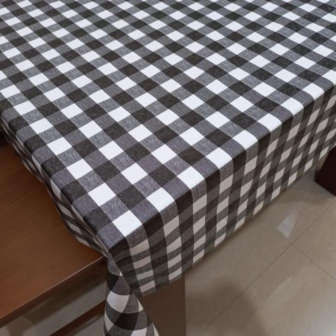 Taplak Meja Plastik Meteran Kotak Kotak Hitam Putih Minimalis Anti Air Diskon