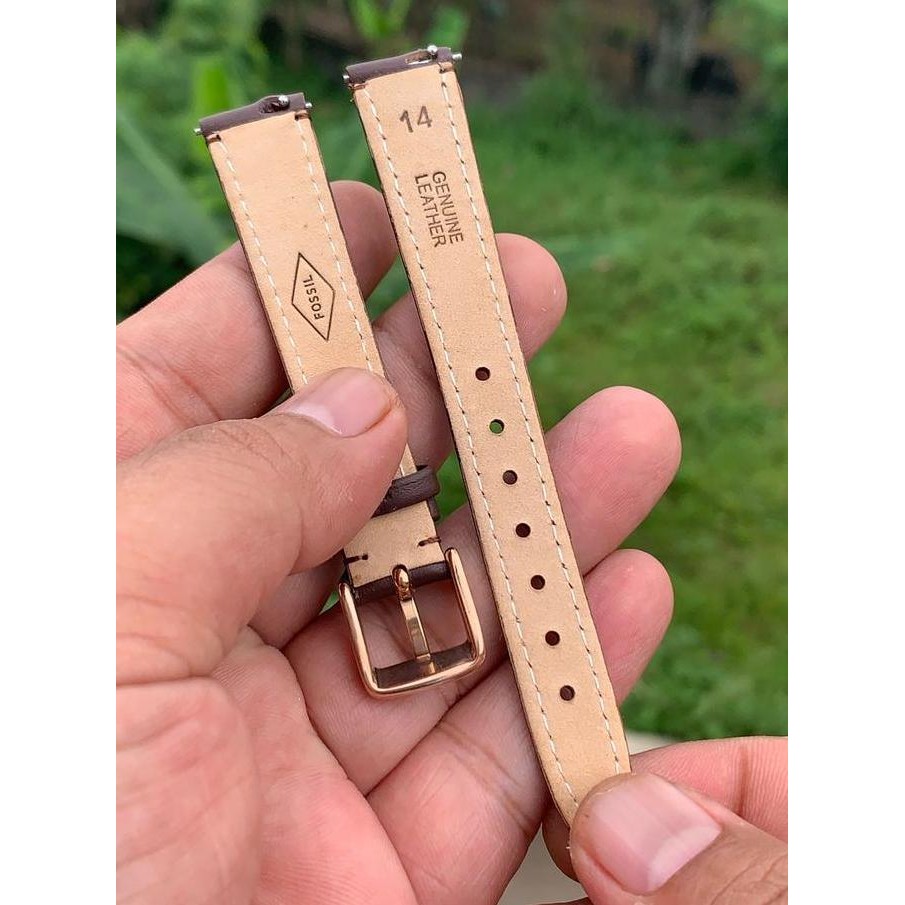 Strap tali jam tangan kulit fossil coklat 14mm Quikreales Promo