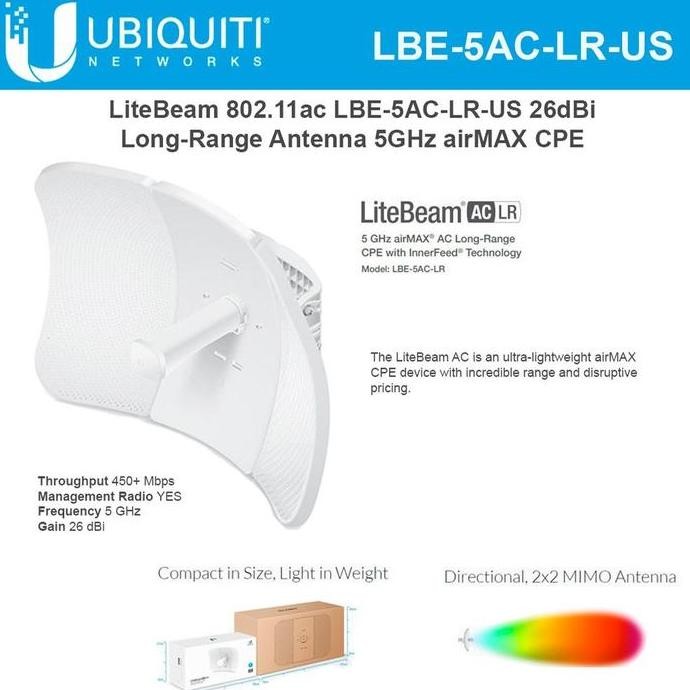 Ubiquiti Lbe-5Ac-Lr - Litebeam Ac Lr Long Range Airmax Ap Outdoor New Stok