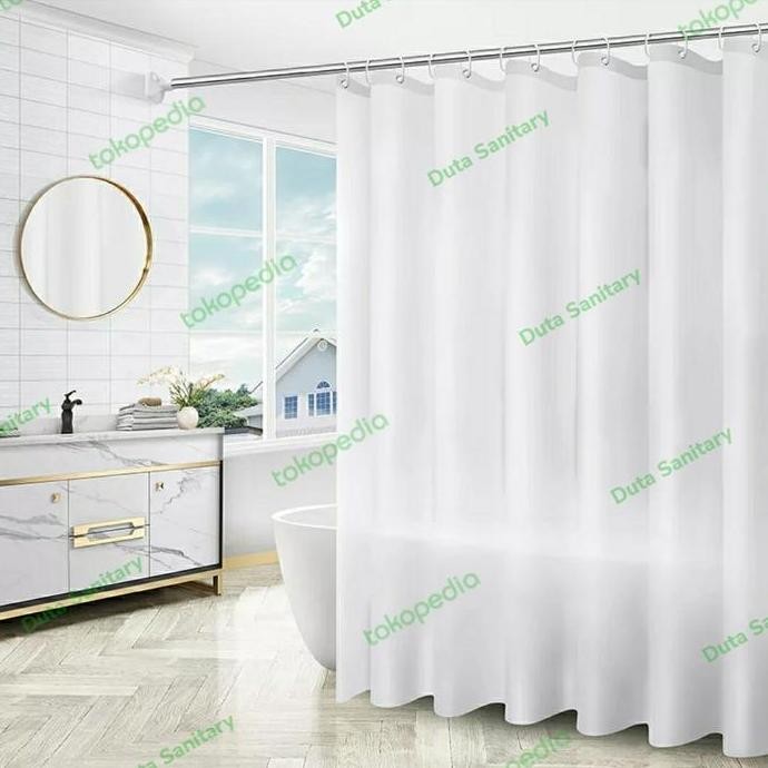 Shower Curtain 200x200 textile/Shower Curtain kain 200cm/ Korden Putih