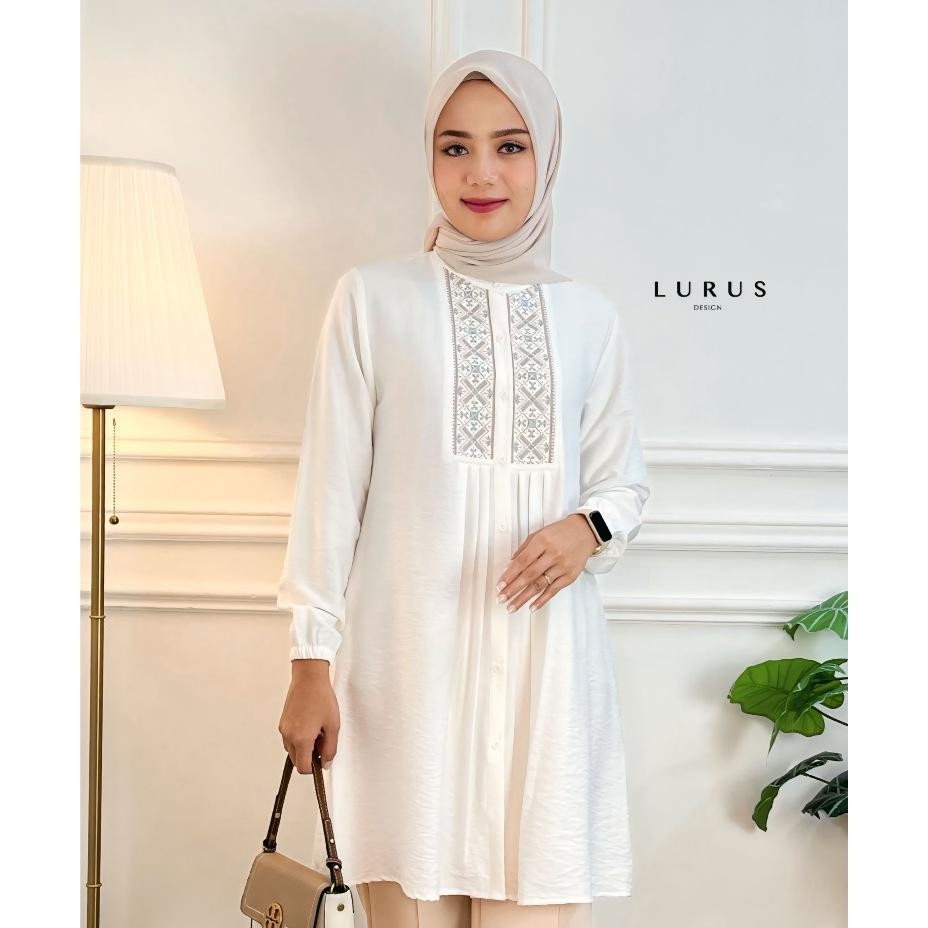 Lurus Tunik Diva Tunik Bordir Wanita Tunik N Crinkle