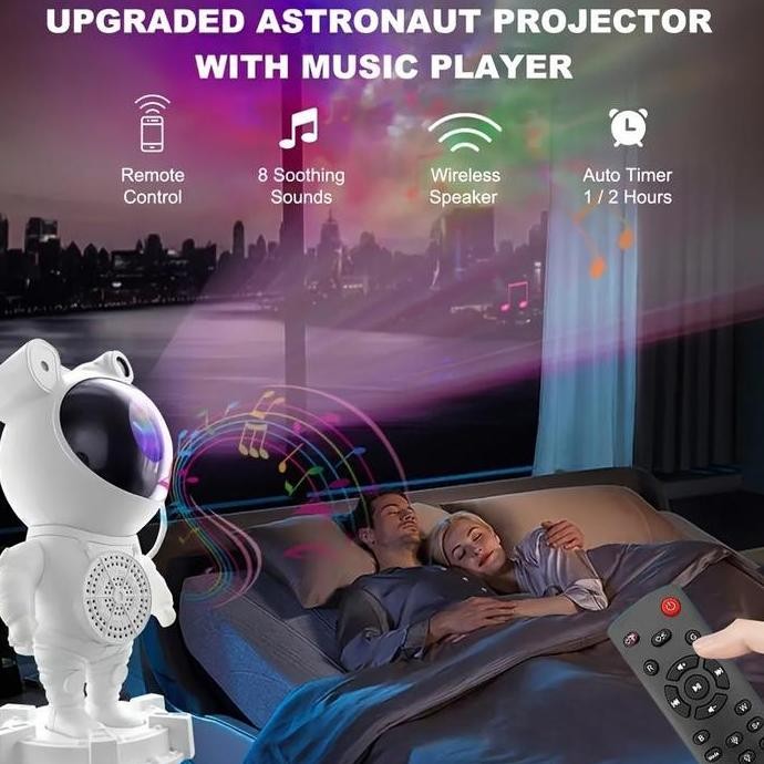 Frankybee 2in1 Proyektor Galaxy Astronot Lampu Astronaut Aurora Lamp Speaker Malam Bintang Nebula Hi