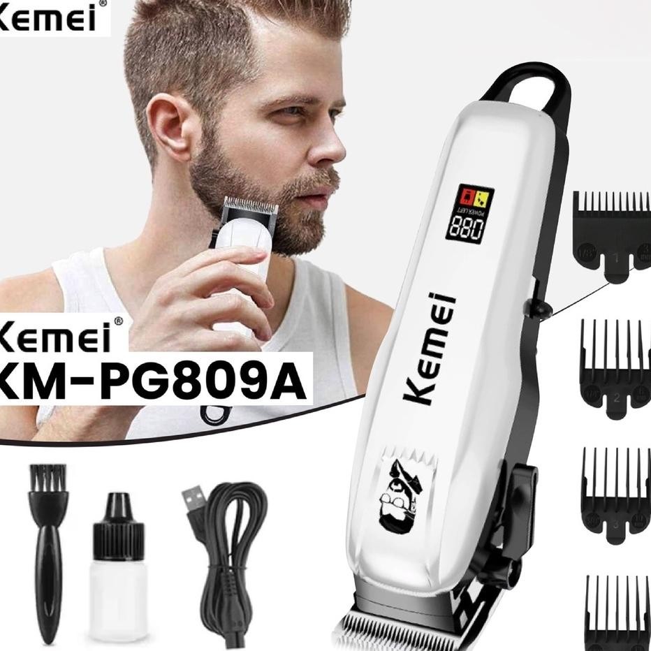 Bisa Cod Hair Clipper Kemei Km Pg809A 3In1 Rechargeable Alat Cukur Rambut Kumis Dan Jenggot