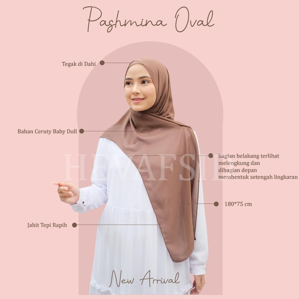 Heva - PASHMINA OVAL MALAYSIA /JILBAB MALAY OVAL/HIJAB PASHMINA CERUTY BABYDOLL SV9