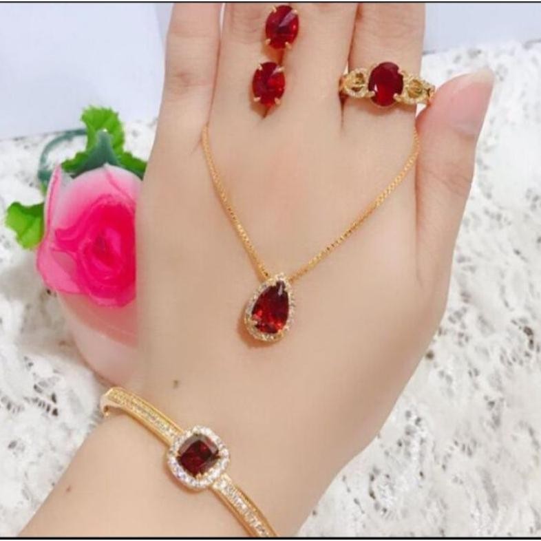 set perhiasan titanium pertama merah MURAH
