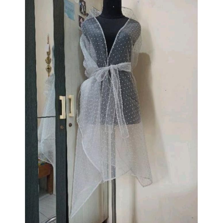 Viral Selendang Organza Scraft Aksesoris Gaun Wanita Gaun Prewedding Scraft Organza Dot Is75