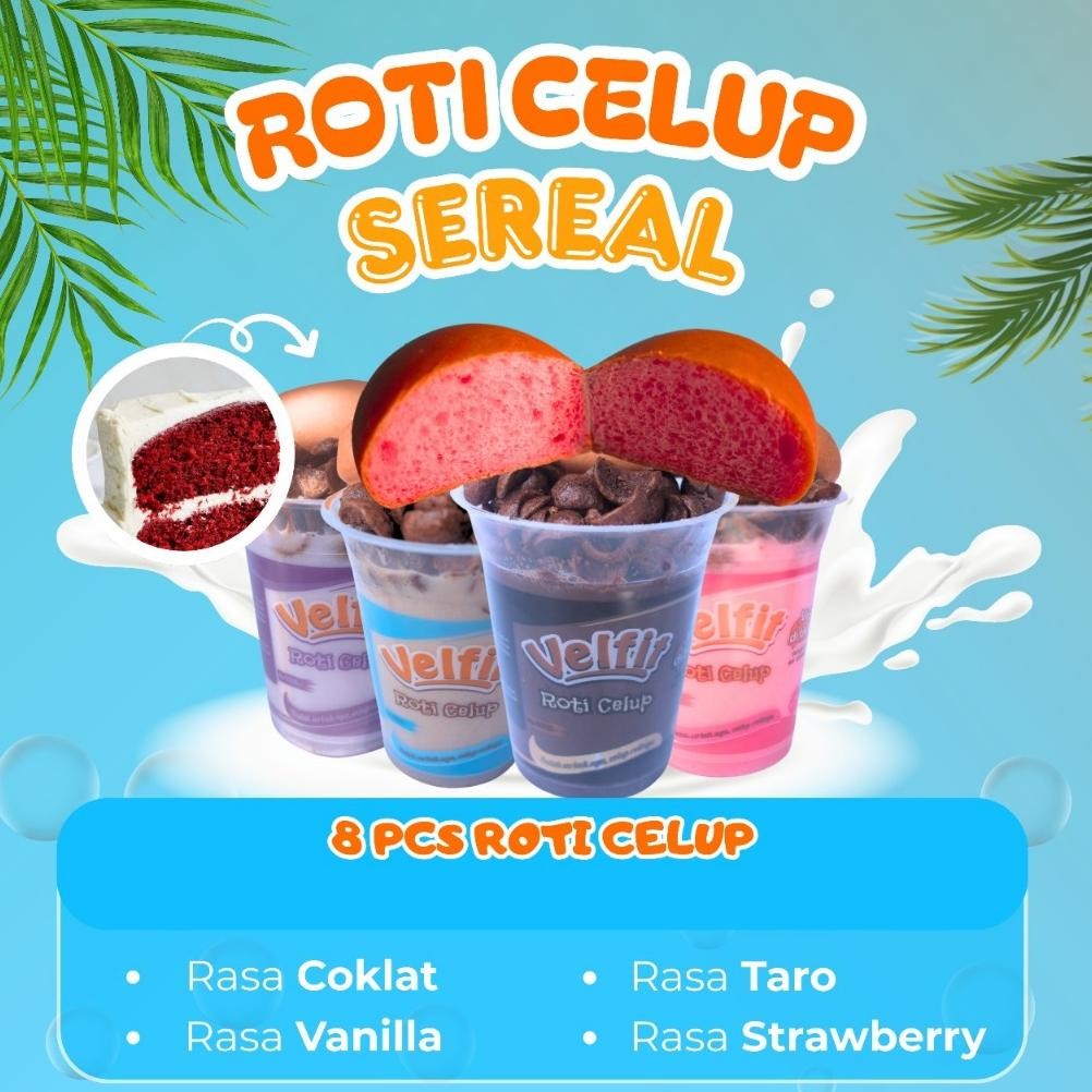 

Velfit Roti Celup Redvelvet Dengan Isi 8Pcs Mix 4 Rasa Dan Sereal 5g