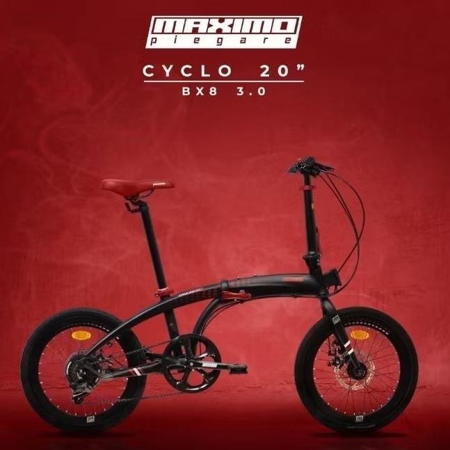 Sepeda Lipat 20 Inch MAXIMO Piegare Folding Bike 8 Speed Cyclo BX8 3.0
