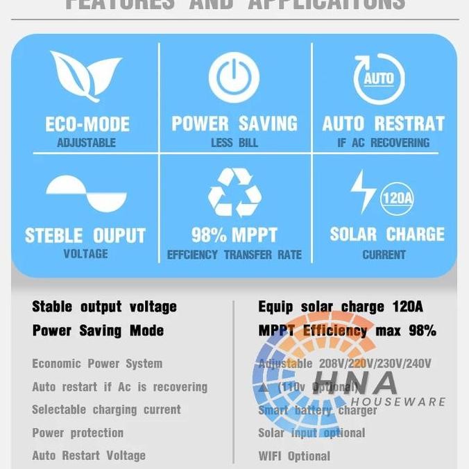 Inverter low frequency hybrid 5000watt 5kw 48V with MPPT 60A PLTS UPS