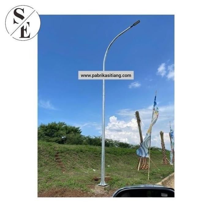 ready Ready Stock Tiang PJU Oktagonal 7 Meter Single Arm Parabola Galvanized