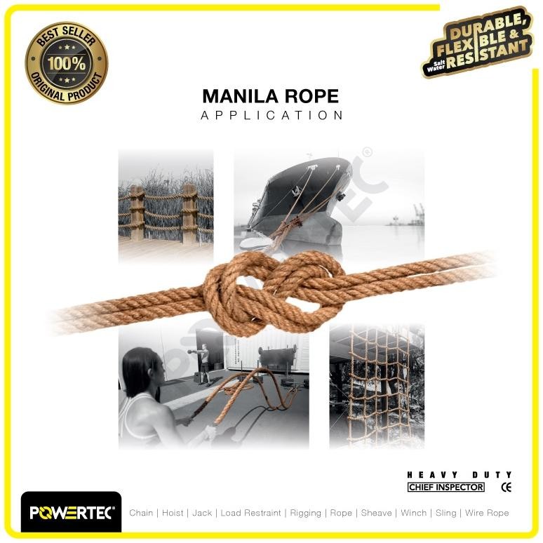

POWERTEC Tali Tambang Manila Rope 16mm x 190m x 33kg Tampar Dadung