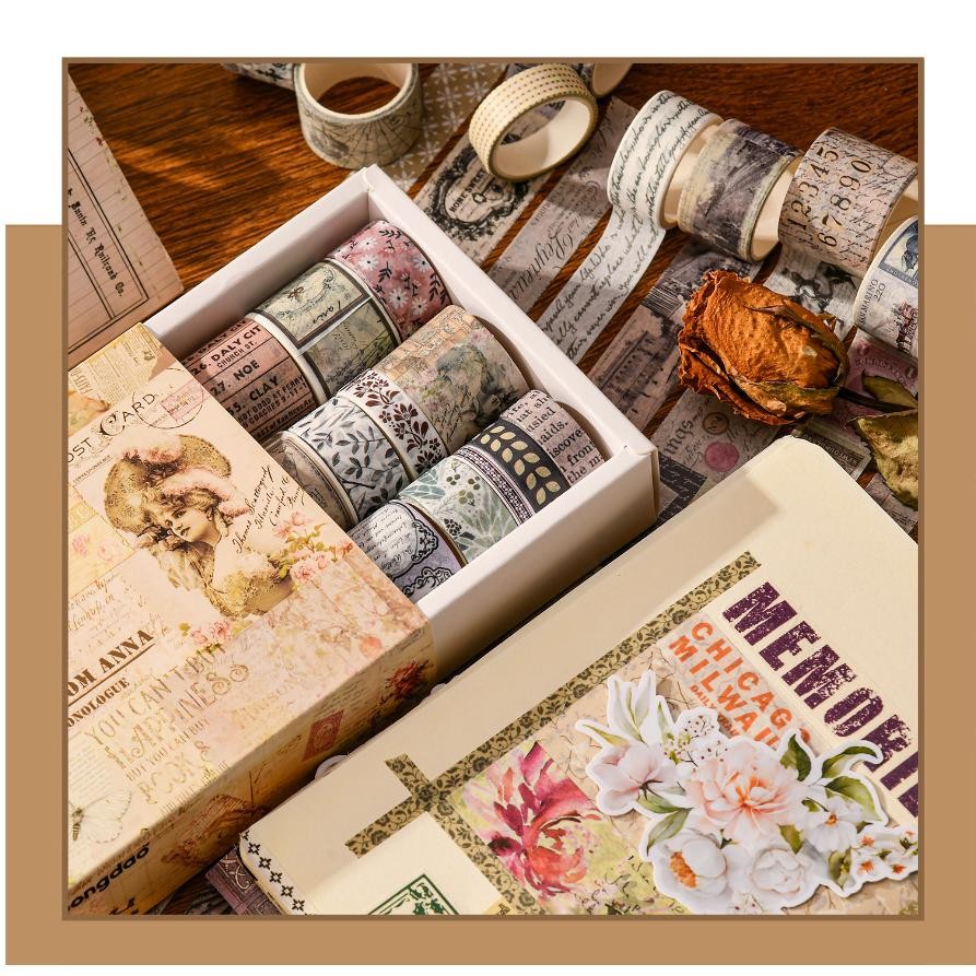 

JH8 08 20 Rolls WASHI TAPE BOX VINTAGE COLOURFUL AESTHETIC Washi Tape Decor Jurnal Dekor Masking Tape Scrapbook DIY Deco Sticker Stiker Bujo / scrapbook / journal junk / Jurnal / Buku Diary / sticker Retro